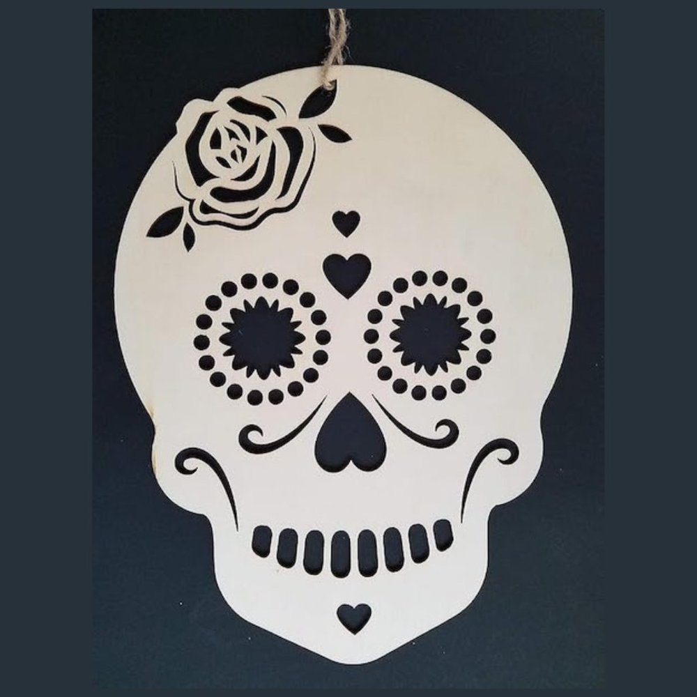 Day of the Dead Sugar Skull Wood - Rose - Día de Muertos - Calavera Calaca